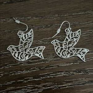 Maurices Intricate Silver Tone Dove Earrings